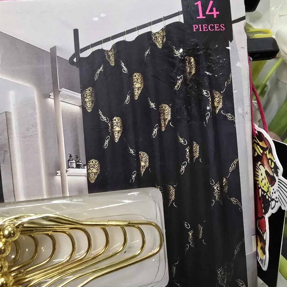 Ed Hardy 14 piece shower curtain set Brand new